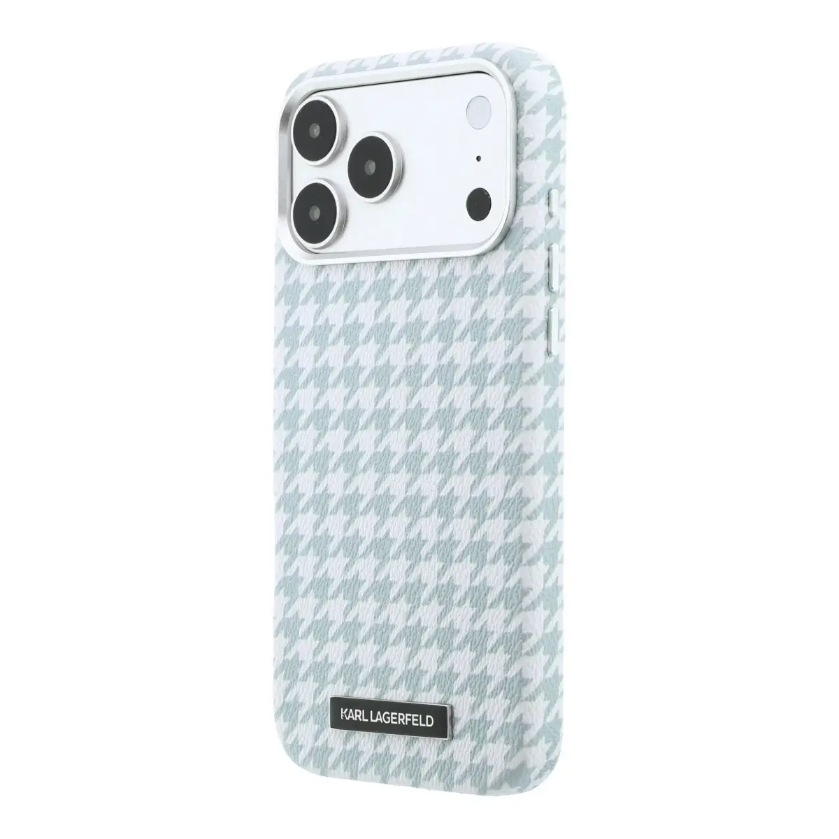 Karl Lagerfeld PU Houndstooth Resin Plate maciņš ar MagSafe atbalstu telefonam iPhone 17 Pro Max zils