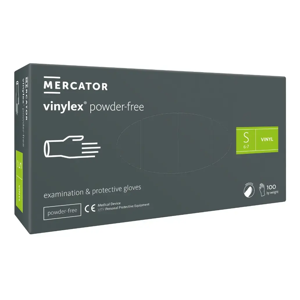 Mercator Gloves vinyl VINYLEX, powder-free, transparent, size S, 100pcs