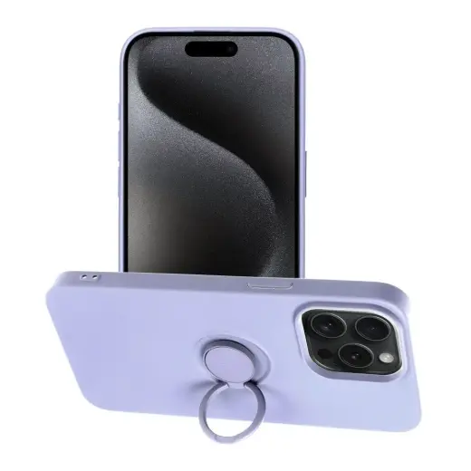 Silicone Ring telefono dėklas su stovu iPhone 15 Pro Max violetinis