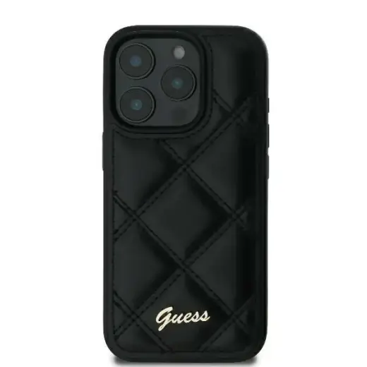 Guess GUHCP16MPSQSQSK iPhone 16 Plus 6.7" czarny|black hardcase Quilted Metal Logo