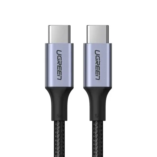 Ugreen US316 70427 duomenų perdavimo ir įkrovimo laidas | USB-C į USB-C | PD, QC, FCP | 100W | 1m | pilkas