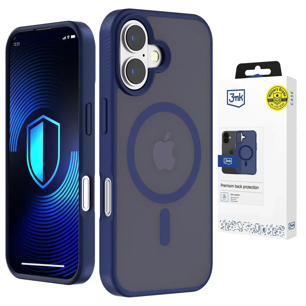 3mk Smoke MagCase maciņš ar MagSafe atbalstu telefonam iPhone 16 zils caurspīdīgs