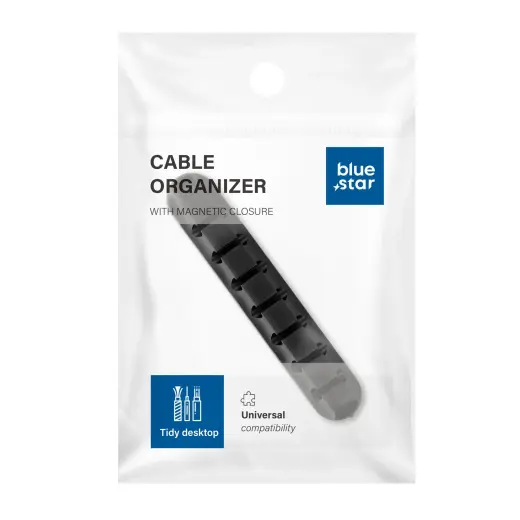 Blue Star PJ-OCZ8 silicone self-adhesive organizer for 7 cables - black (1 pc.)