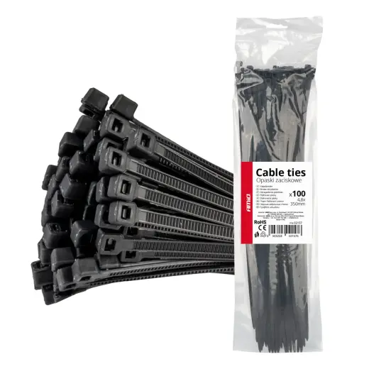Cable ties black 4,8x350mm - 100 pcs