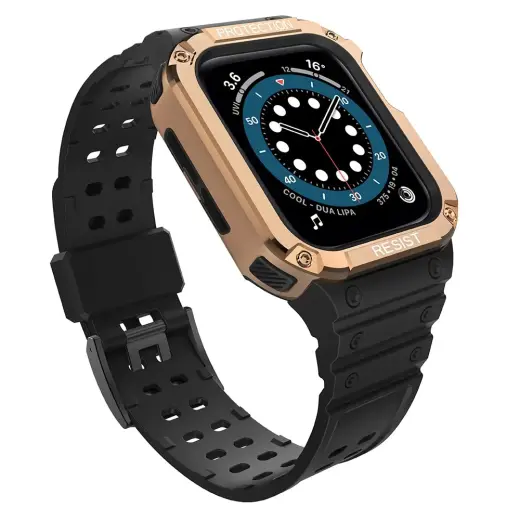 Protect Strap Band Band with Case for Apple Watch 7 | SE (41|40 | 38mm) Case Armored Watch Cover Black