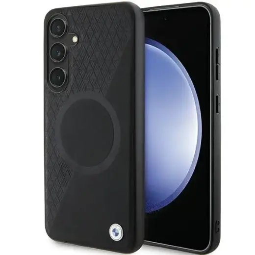BMW BMHMS24S23RTPK S24 S921 black|black hardcase Signature Leather Half Textured & Circle MagSafe