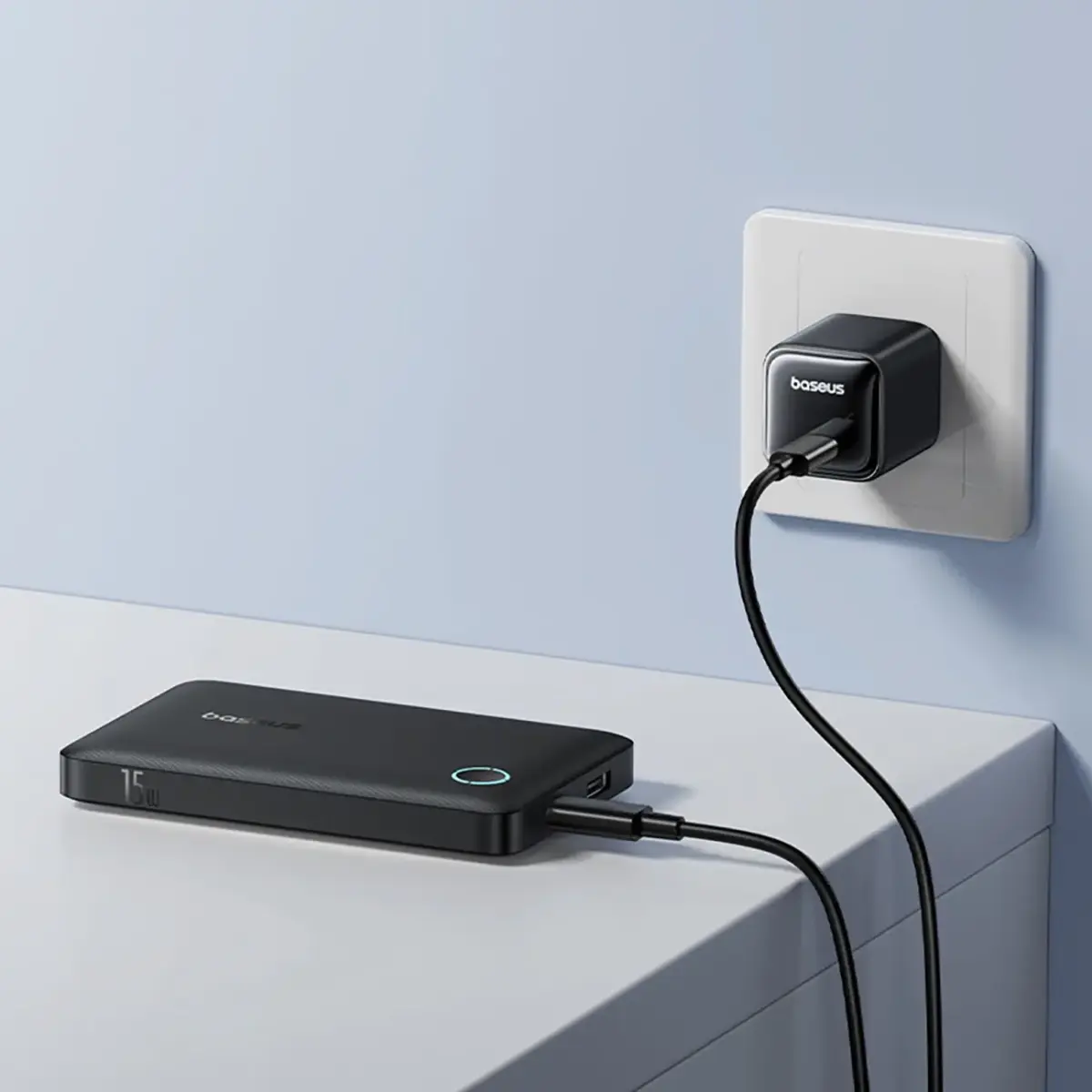 Baseus EnerFill FP11 Power Bank 10000mAh 15W (with black Simple USB-C - USB-C 20V/3A 30cm cable) - black