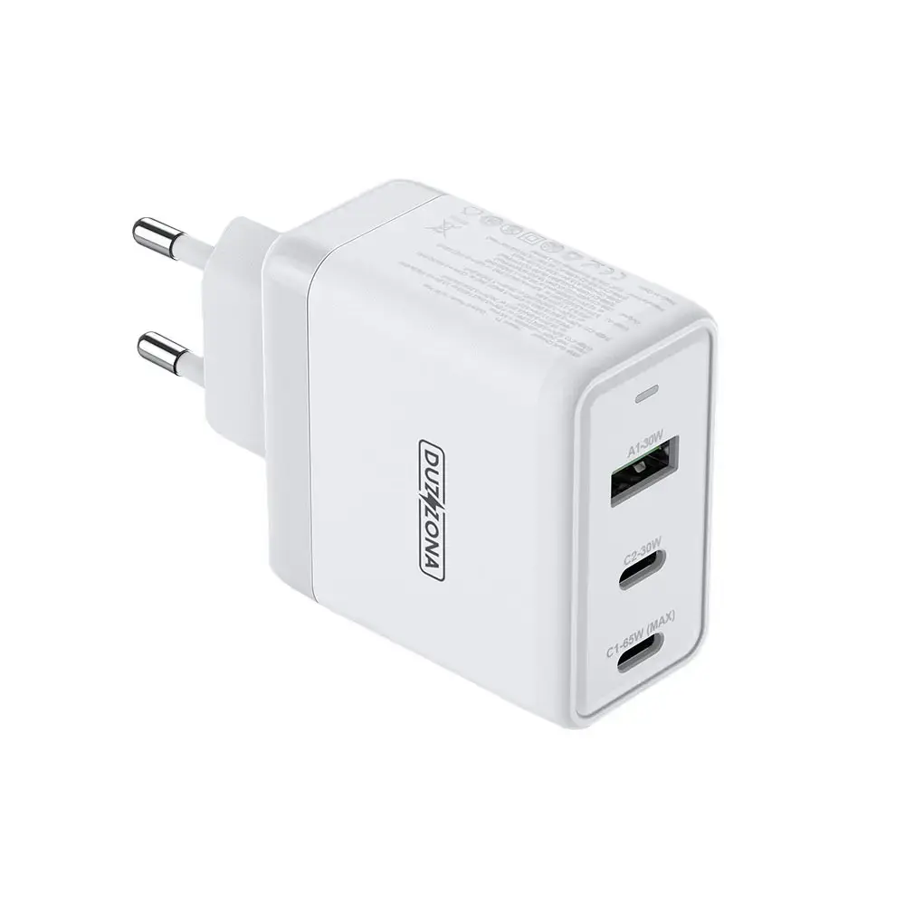 Dux Ducis Duzzona travel charger | 65W | GaN, PD | USB-A, USB-C | white