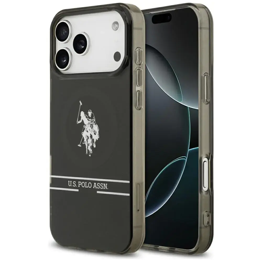 US Polo DH and Bottom Stripe Logo MagSafe Case for iPhone 17 Pro Max Black