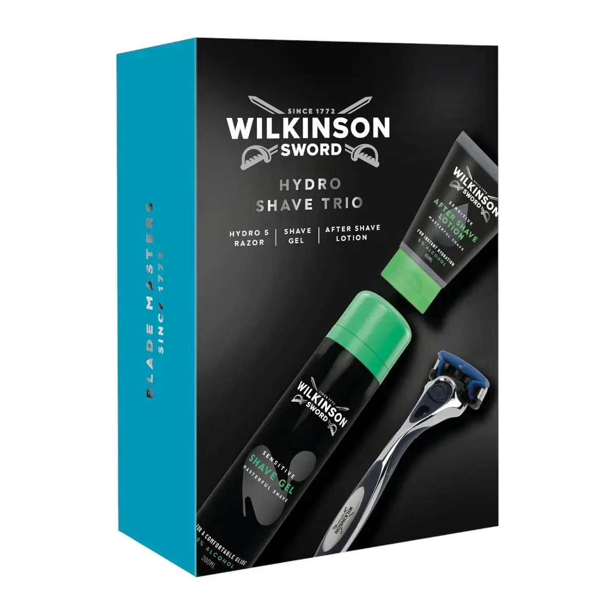 Wilkinson Sword Set: Rasoio Hydro 5 + Gel Da Barba Sensitive + Balsamo Dopobarba Sensitive