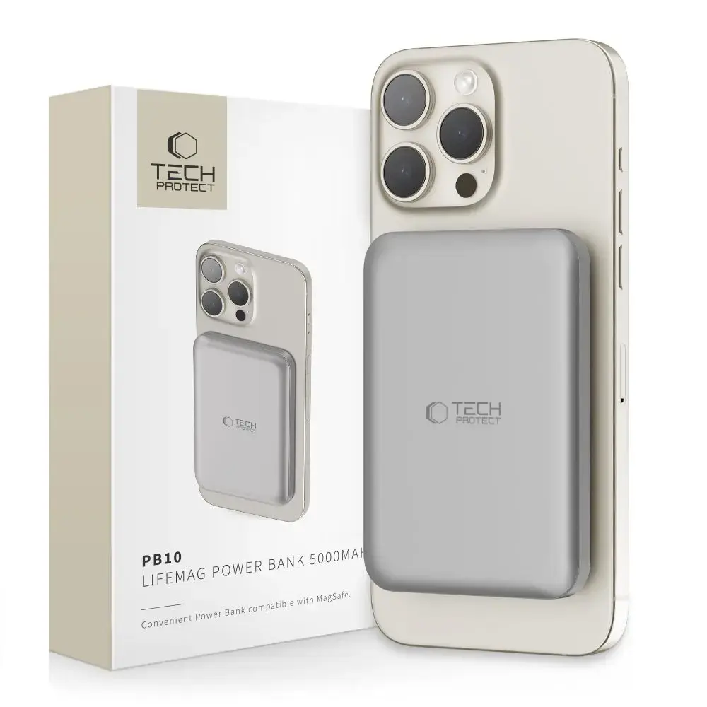 TECH-PROTECT PB10 LIFEMAG MAGSAFE ĀRĒJAIS AKUMULATORS 5000MAH TITANIUM