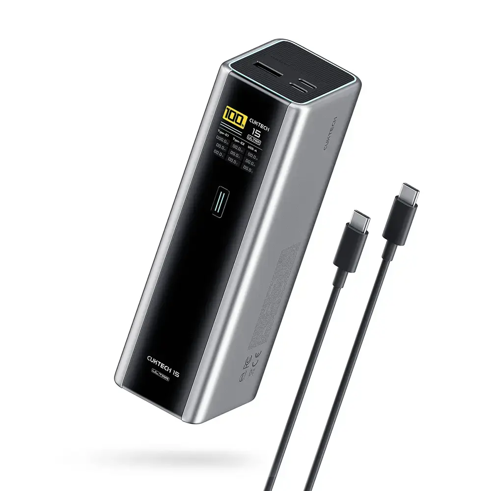 Cuktech CKPB200UGLGR ārējais akumulators (powerbank) | 20 000 mAh | 210W | USB-C, USB-A | pelēks