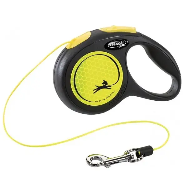 Inertia leash for dogs : Trixie Flexi New CLASSIC Neon, cord leash M: 5 m, black|neon