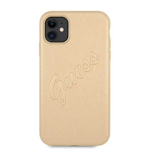 GUHCN61RSAVSLG Guess PU Saffiano Vintage Script Case for iPhone 11 Gold