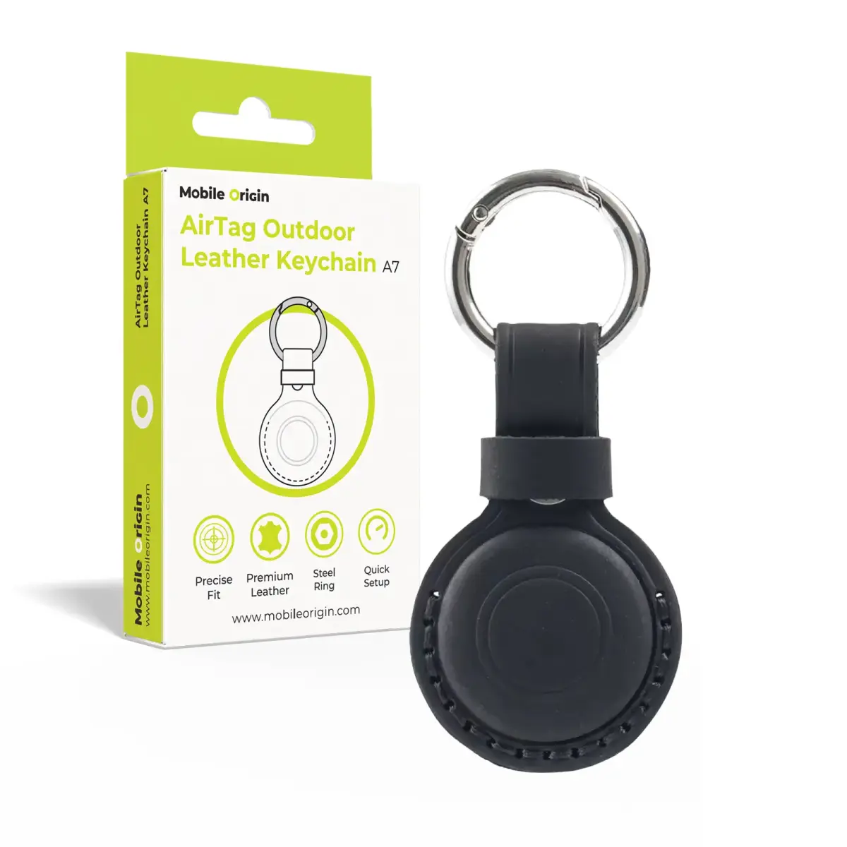 MOBILE ORIGIN AirTag Outdoor Leather Keychain