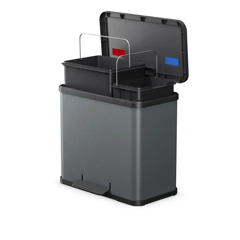 Waste sorting bin with pedal Öko duo Plus L / 17+9L / dark grey