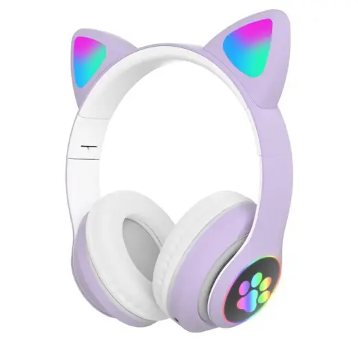 BLUETOOTH/LED HEADPHONES CAT EARS FOR CHILDREN PURPLE