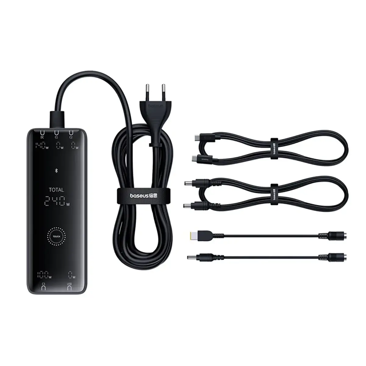 Baseus Digital GaN 3xUSB-C 1xUSB-A 240W Wall Charger with Power Cable - Black