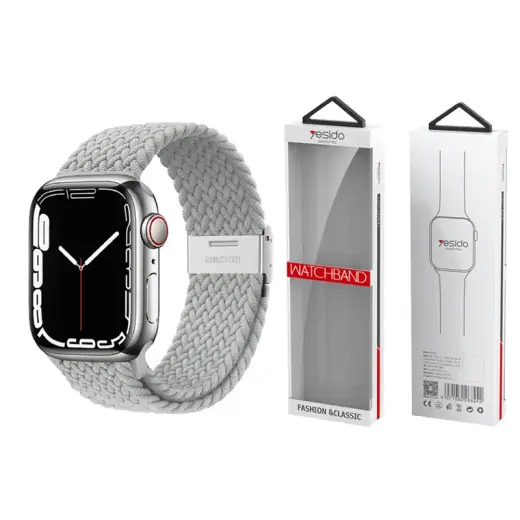 YESIDO WB23 APPLE WATCH BRAIDED STRAP 42/44/45 SILVER