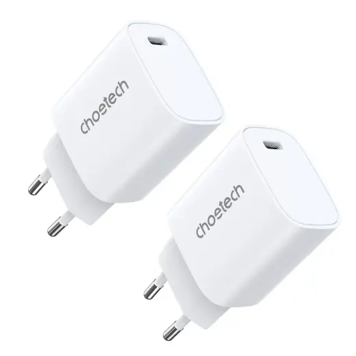 Комплект зарядных устройств Choetech Q5004 20W PD iPhone 12|13 белый (2шт)
