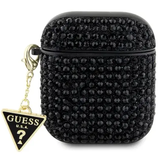 Guess GUA2HDGTPK AirPods 1|2 cover czarny|black Rhinestone Triangle Charm
