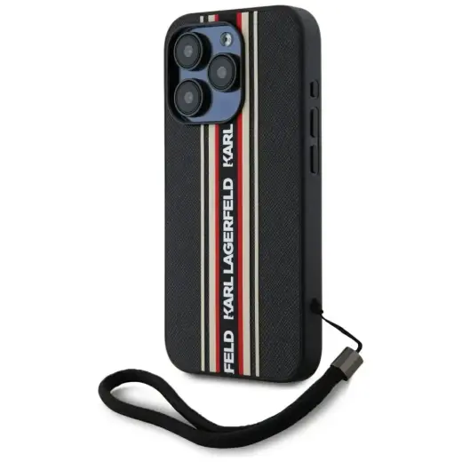 Чехол для телефона Karl Lagerfeld Saffiano Athleisure Stripes Cord для iPhone 15 Pro Max красный