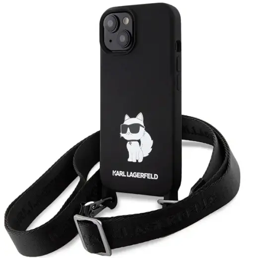 Karl Lagerfeld KLHCP15SSCBSCNK iPhone 15 6.1" hardcase black|black Crossbody Silicone Choupette