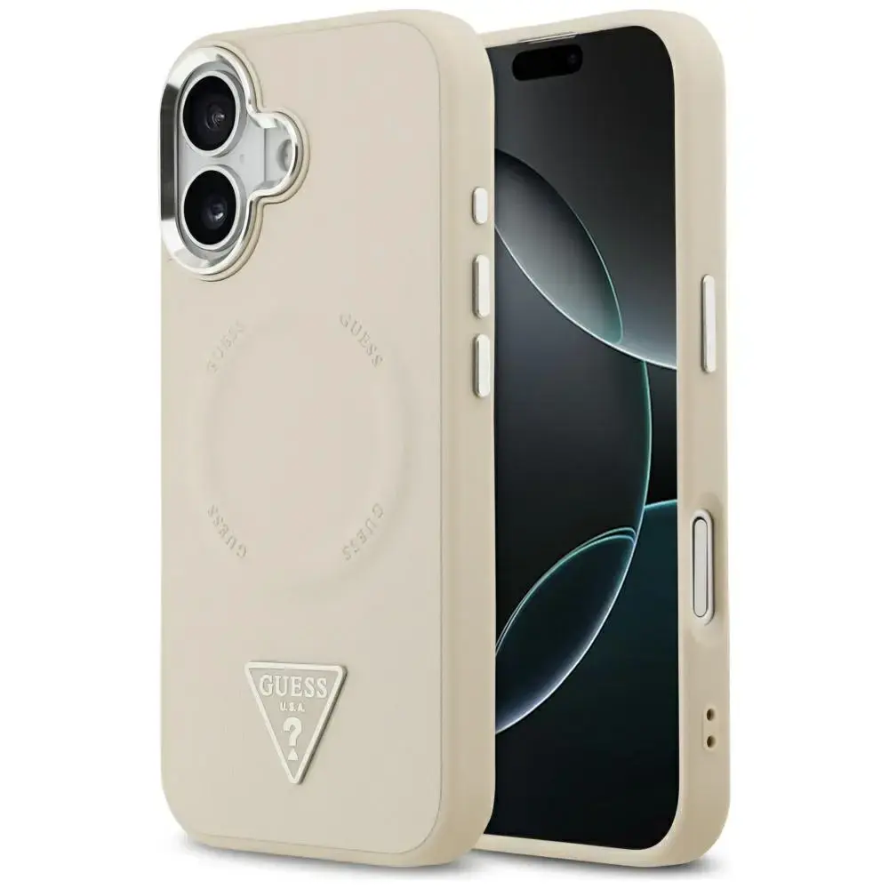Guess Triangle Logo MagSafe Case for iPhone 17 Beige