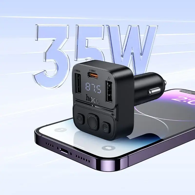 Car transmitter bluetooth Hoco USB A + USB C QC PD 35W E87 black