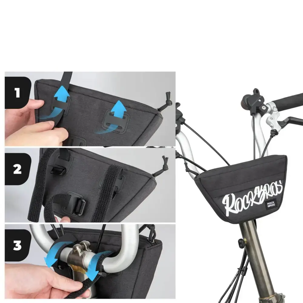 Torba rowerowa Rockbros G011 Flash Journey na kierownicę trapezoidalna 0,7 l - czarna