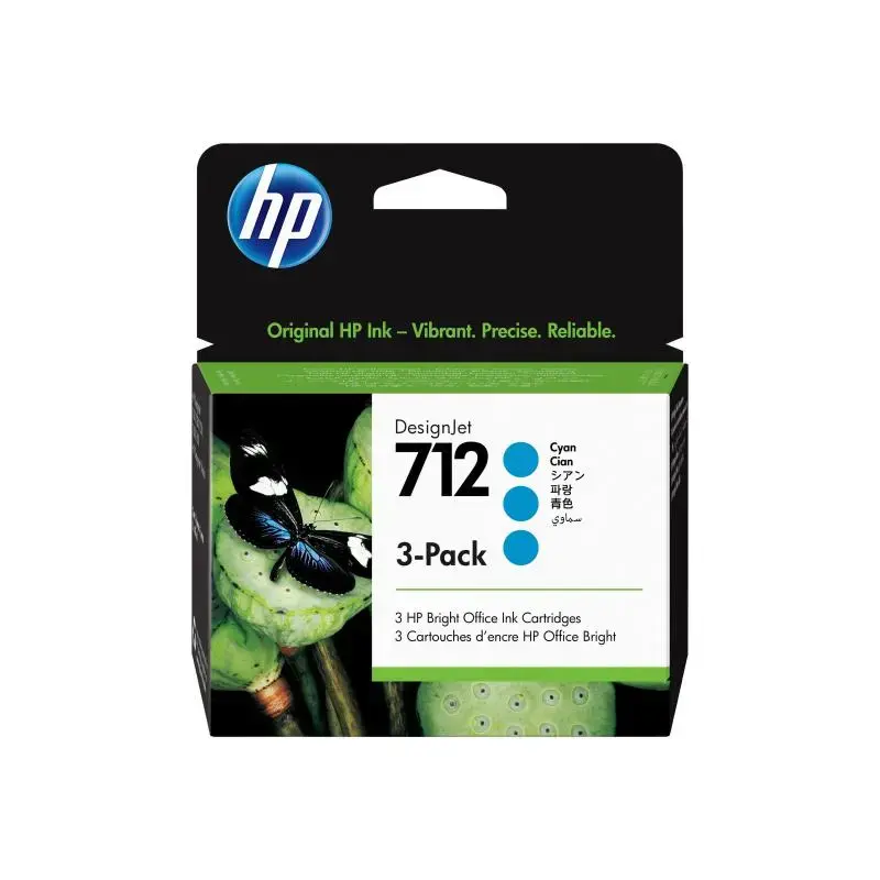 HP Ink No 712 HP712 HP 712 Cyan 3-Pack 3Pack (3ED77A)