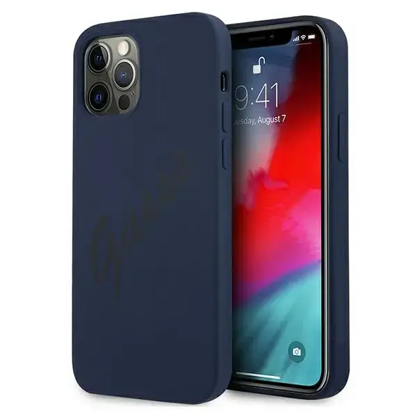 GUHCP12LLSVSBL Guess Silicone Vintage Cover for iPhone 12 Pro Max 6.7 Blue