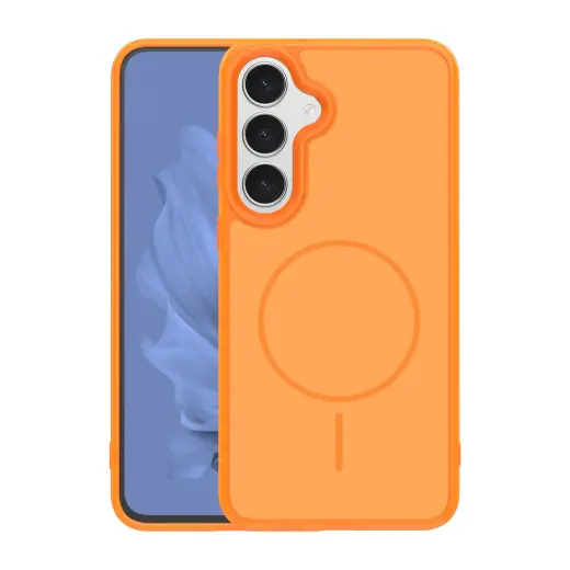 Frame Thin Mag phone case with MagSafe support for Samsung Galaxy S25 (S931) orange