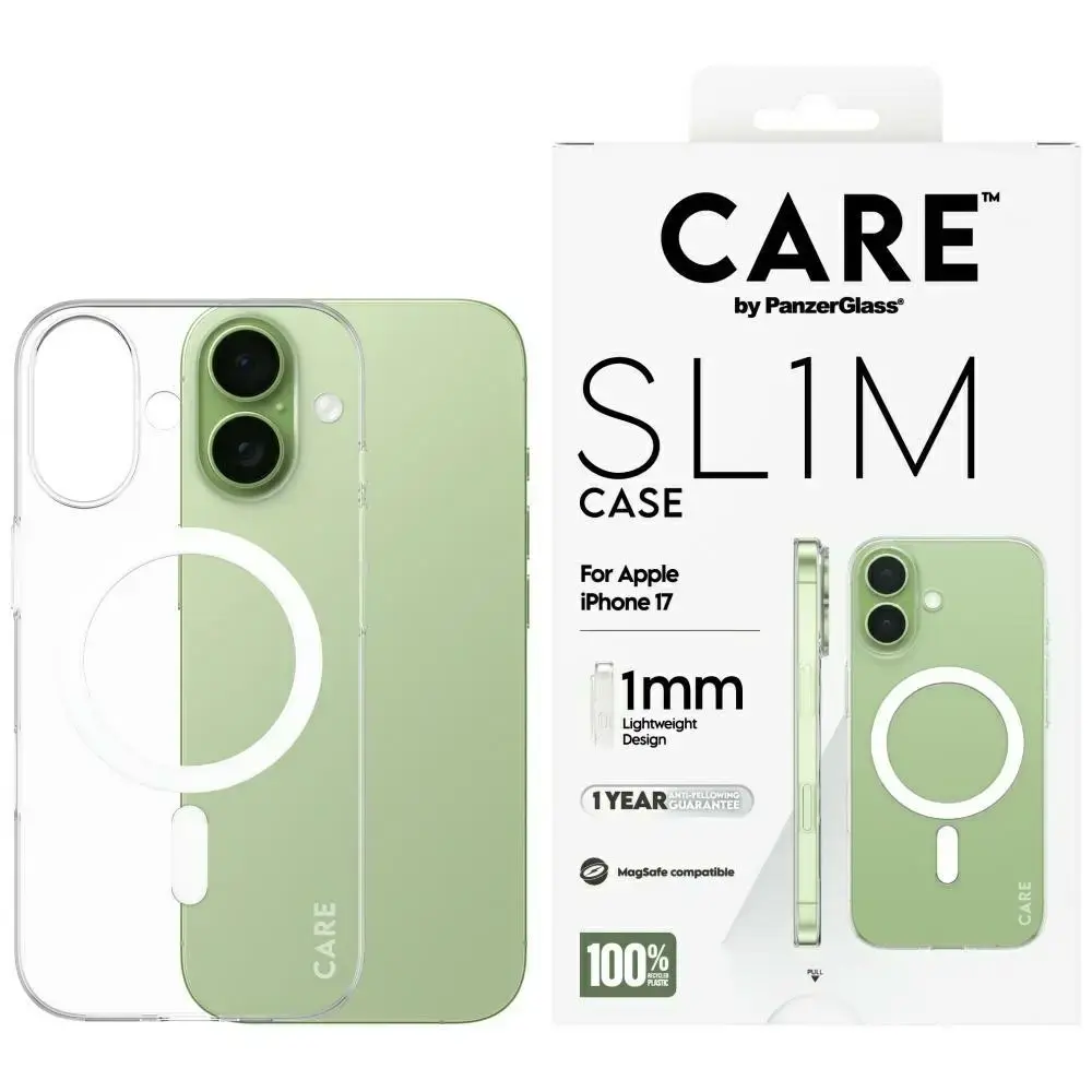 CARE by PanzerGlass SL1M maciņš ar MagSafe atbalstu telefonam iPhone 17 caurspīdīgs