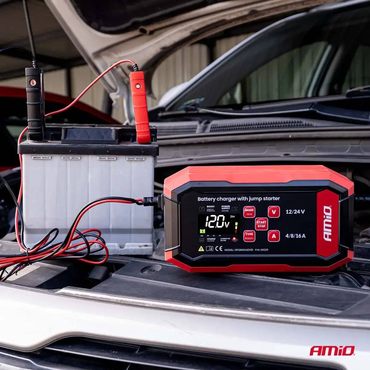 Digital battery charger BOOST AGM GEL STD LiFePo4 MAX 16A 12/24V PRO AMIO-04529