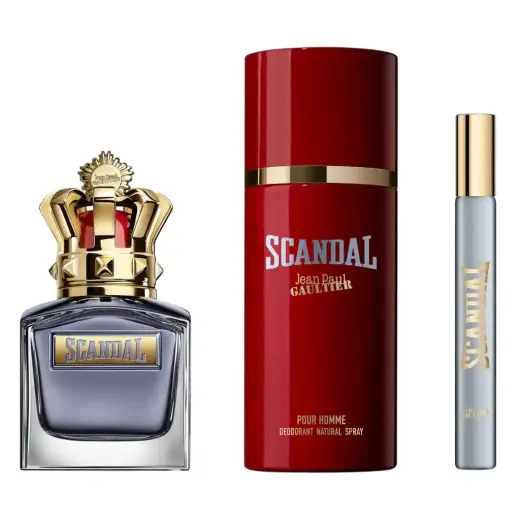 Set Jean Paul Gaultier: Scandal Pour Homme, Eau De Toilette, For Men, 50 ml + Scandal Pour Homme, Eau De Toilette, For Men, 10 ml + Scandal Pour Homme, Scented Spray, For Men, 150 ml
