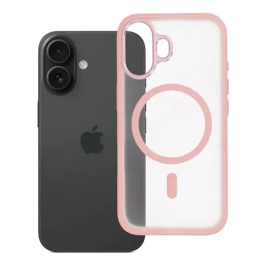 Flexline Mag Cover telefono dėklas su MagSafe palaikymu iPhone 16 rožinis