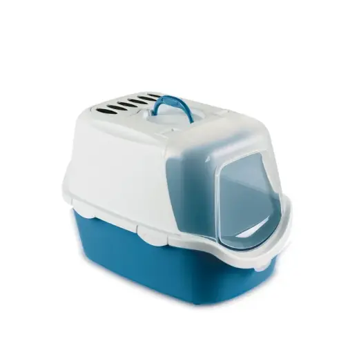 Кошачий туалет закрытый Cathy Easy Clean 56x40x40см белый|синий