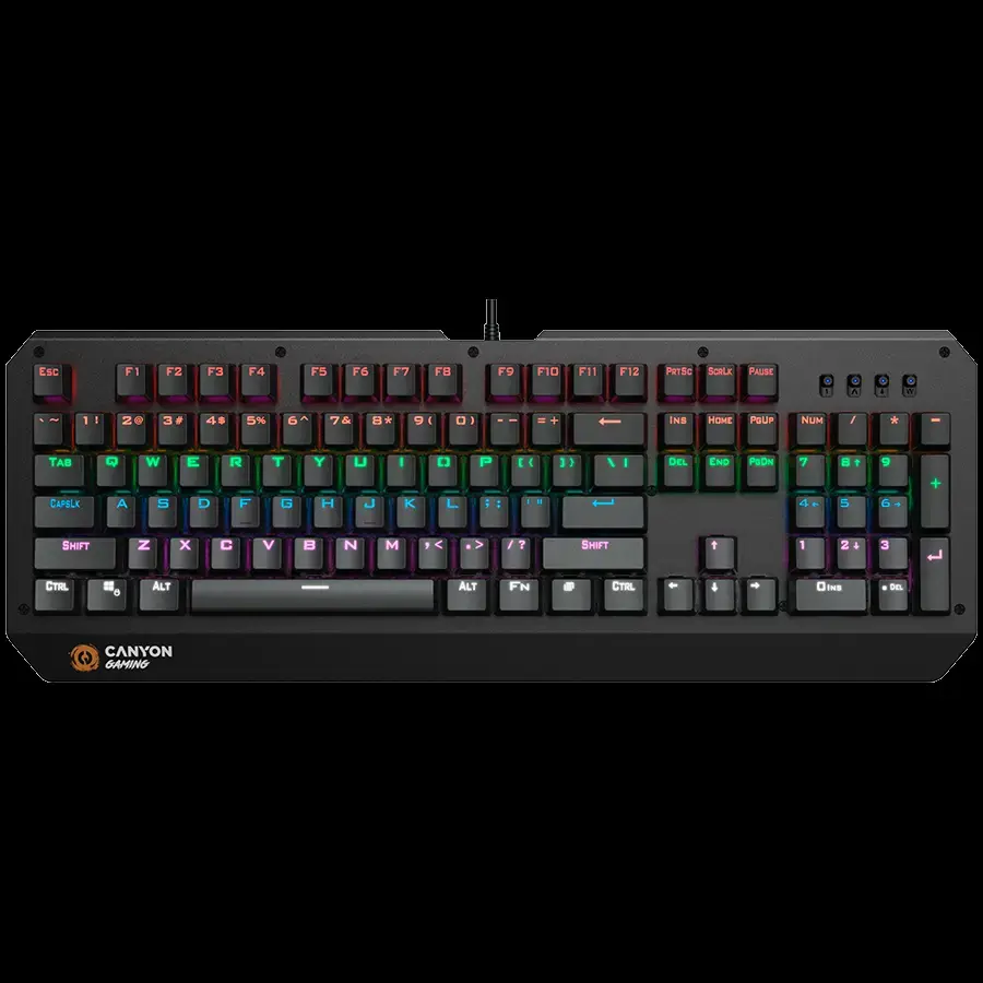 CANYON Hazard GK-6  Wired multimedia gaming keyboard with lighting effect  108pcs rainbow LED  Numbers 104keys  RU+EN double injection layou