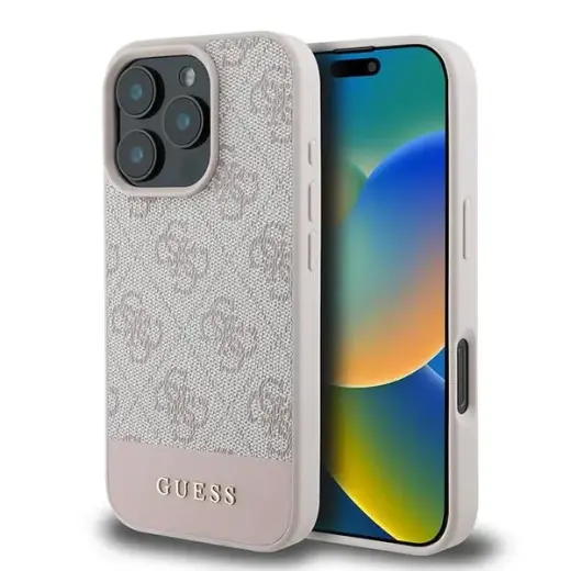 Guess GUHCP16XG4GLPI iPhone 16 Pro Max 6.9" różowy|pink hardcase 4G Bottom Stripe