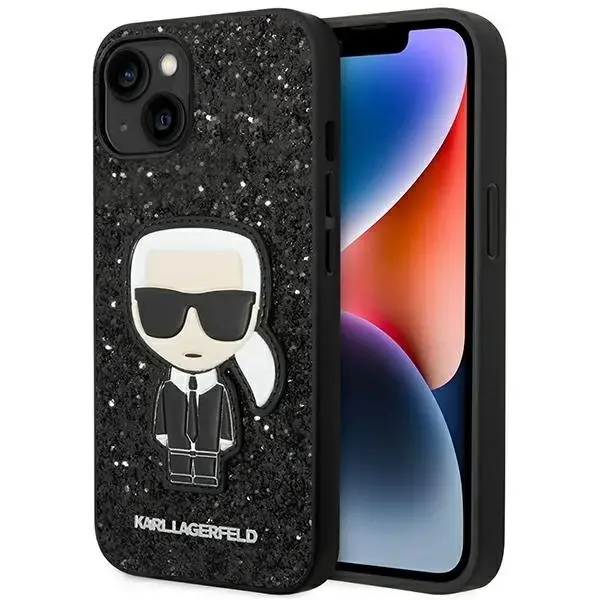 Karl Lagerfeld KLHCP14MGFKPK iPhone 14  Plus | 15 Plus 6,7" hardcase czarny|black Glitter Flakes Ikonik