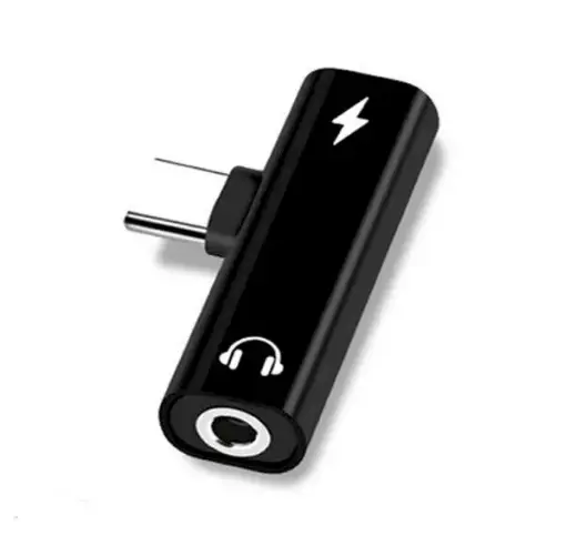 Fusion T-type 3.5 mm to USB-C Audio Adapter for phones Black (OEM)