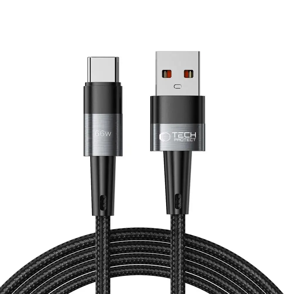 Tech-Protect UltraBoost datu pārraides un uzlādes vads | USB-A uz USB-C | 66W | 2m | pelēks