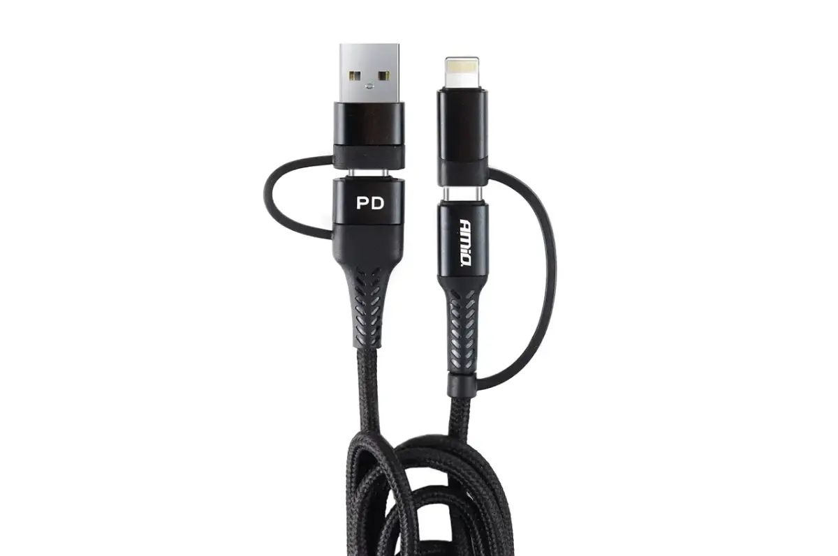 AMiO UC-15 2-in-1 datu pārraides un uzlādes vads | USB-A uz Lightning, USB-C | PD | 1m
