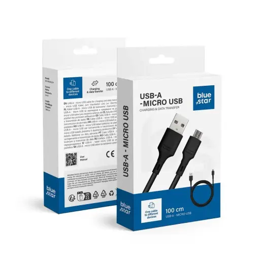 Blue Star DC-001AM2.0 провод для передачи данных и зарядки | USB-A на Micro USB | 10W | 1m | чёрный