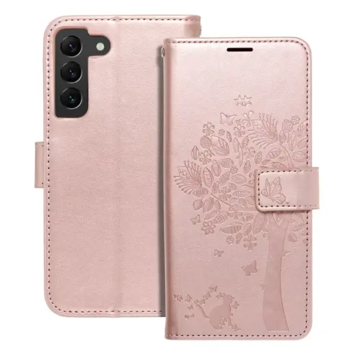 MEZZO tree grāmatveida maciņš telefonam Samsung Galaxy S22 (S901) zelta krāsā