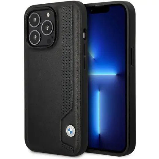 Etui BMW BMHCP14X22RBDK iPhone 14 Pro Max 6,7" czarny|black hardcase Leather Blue Dots