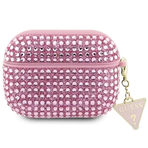 Guess GUAP2HDGTPP AirPods Pro 2  (2022|2023) cover różowy|pink Rhinestone Triangle Charm