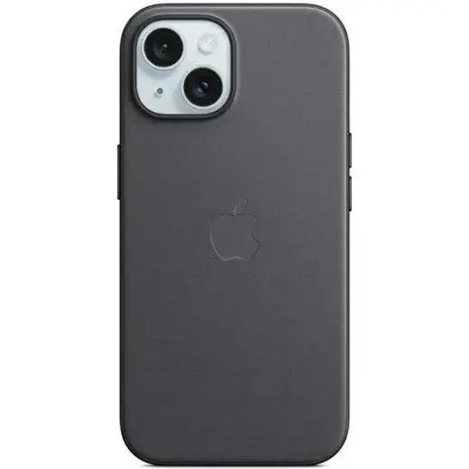 FineWoven fabric telefoni ümbris MagSafe toega iPhone 15 must