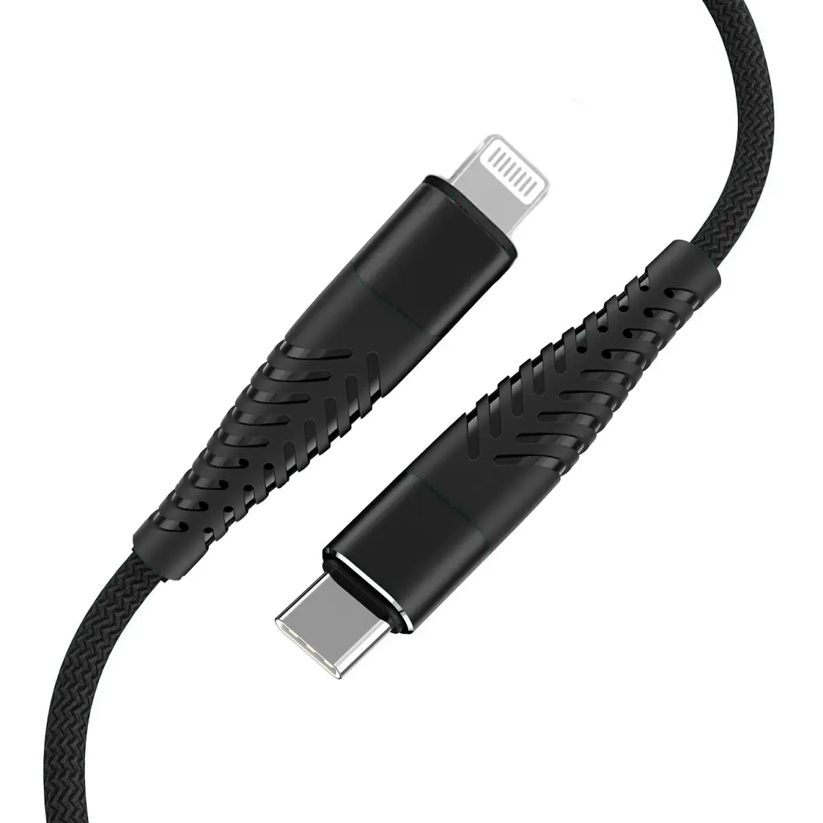 Fusion Fishbone datu pārsūtīšanas un uzlādes kabelis | USB-C uz Lightning | 15 W | 1,5 m | melns